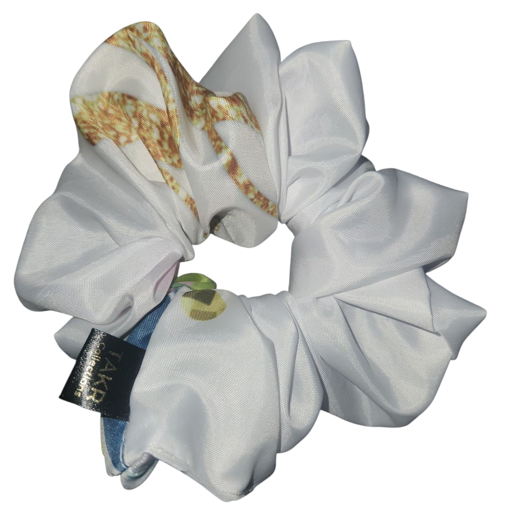 Tart Collections Pink and White Floral Hair Scrunchie. - Picture 7 of 12